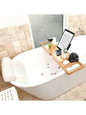 Luxurious Bath Pillow & Tray Set | Relaxing Spa Accessories for Home, Self-Care